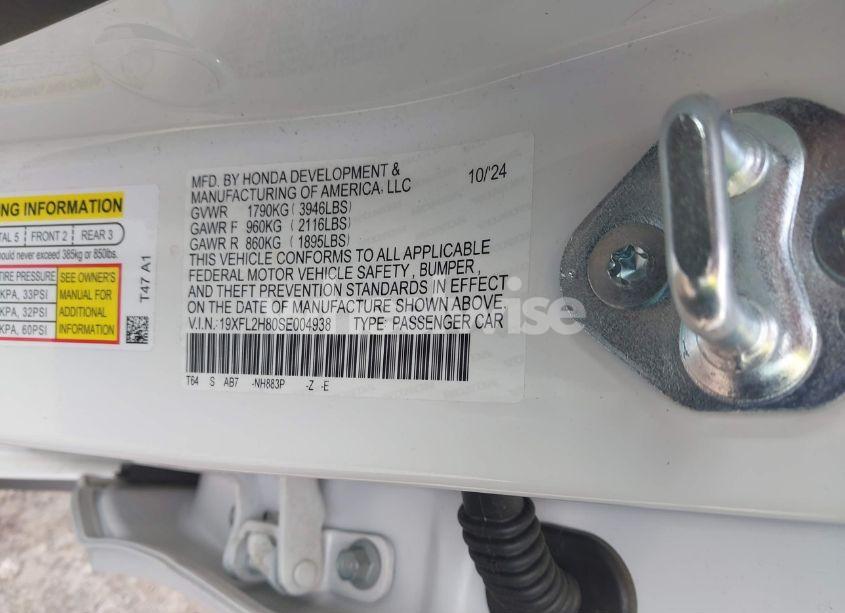 Photo 9 of 2025 Honda Civic SPORT (VIN 19XFL2H80SE004938)