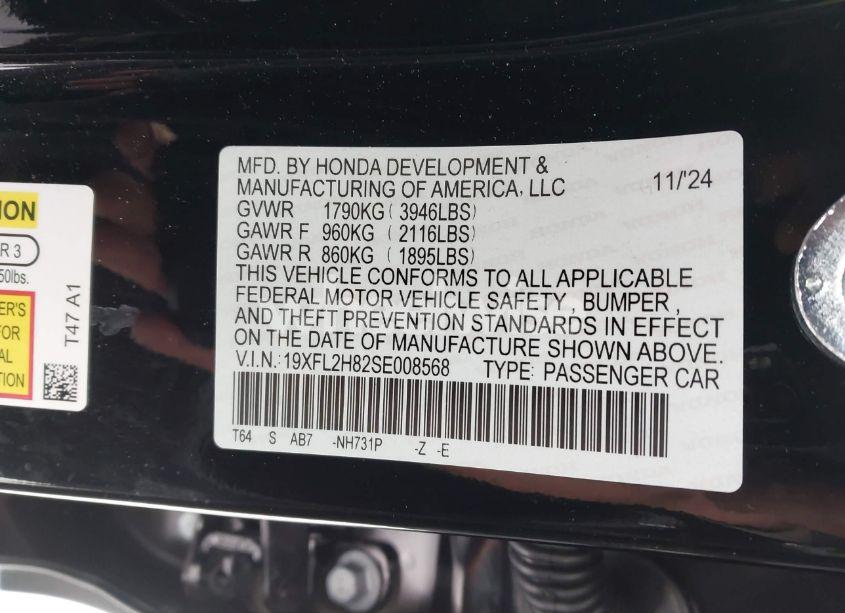 Photo 9 of 2025 Honda Civic SPORT (VIN 19XFL2H82SE008568)