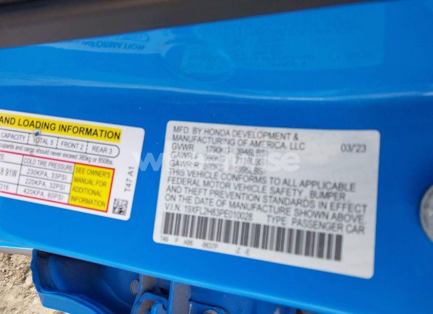 Photo 9 of 2023 Honda Civic SPORT (VIN 19XFL2H83PE010028)