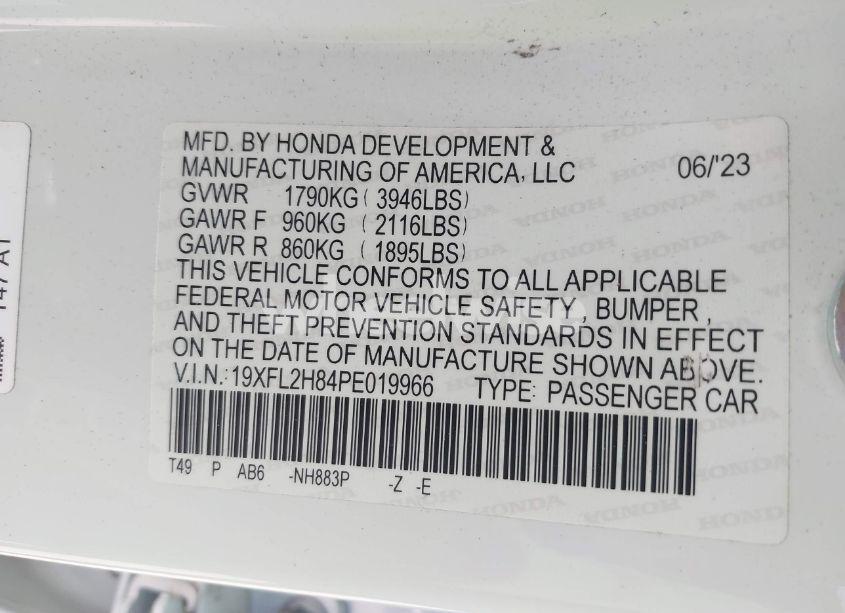 Photo 9 of 2023 Honda Civic SPORT (VIN 19XFL2H84PE019966)