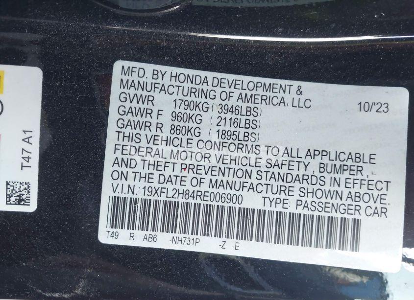 Photo 9 of 2024 Honda Civic SPORT (VIN 19XFL2H84RE006900)