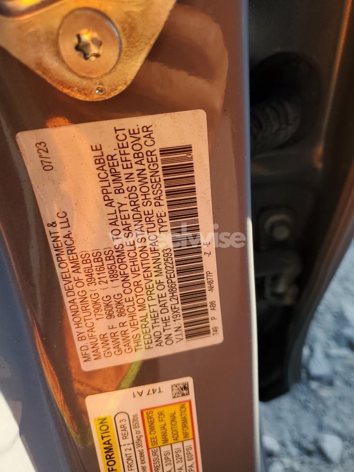 Photo 12 of 2023 HONDA CIVIC SPORT (VIN 19XFL2H86PE022593)