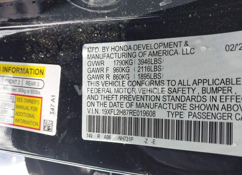 Photo 9 of 2024 Honda Civic SPORT (VIN 19XFL2H87RE019608)