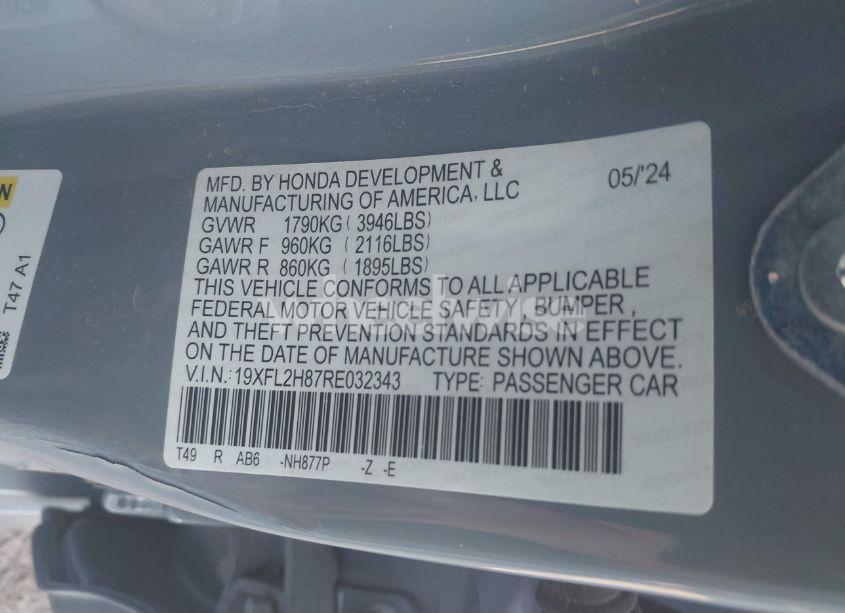 Photo 9 of 2024 Honda Civic SPORT (VIN 19XFL2H87RE032343)