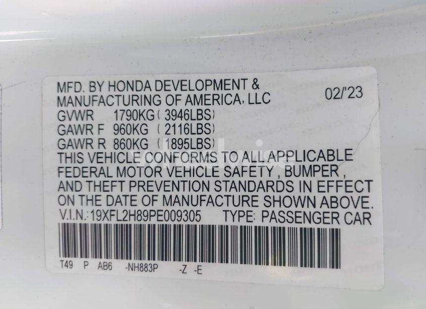 Photo 9 of 2023 Honda Civic SPORT (VIN 19XFL2H89PE009305)