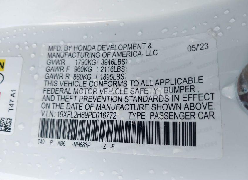 Photo 9 of 2023 Honda Civic SPORT (VIN 19XFL2H89PE016772)