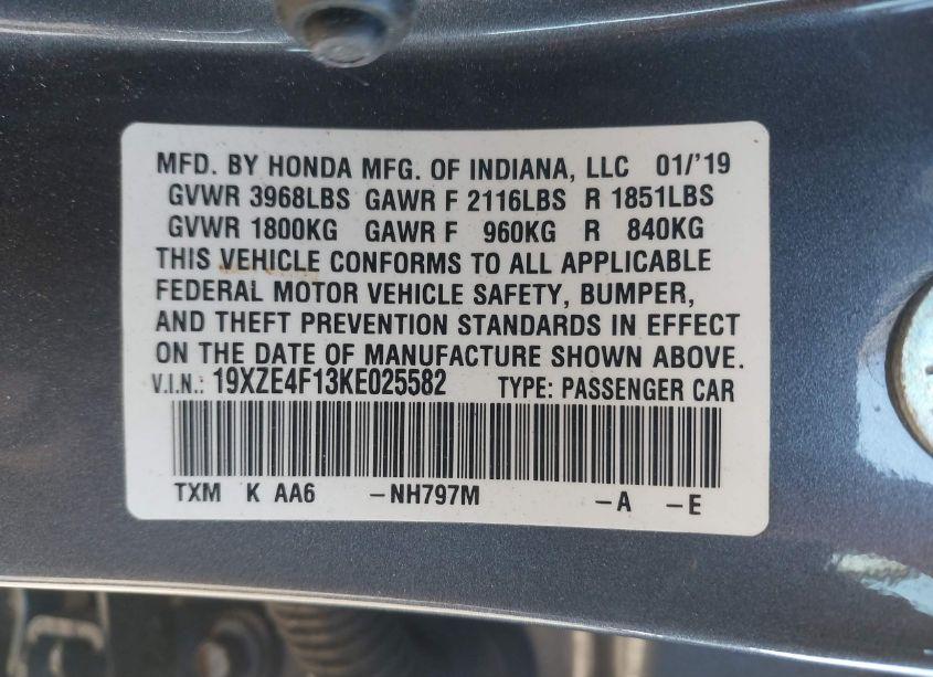Photo 9 of 2019 Honda Insight LX (VIN 19XZE4F13KE025582)