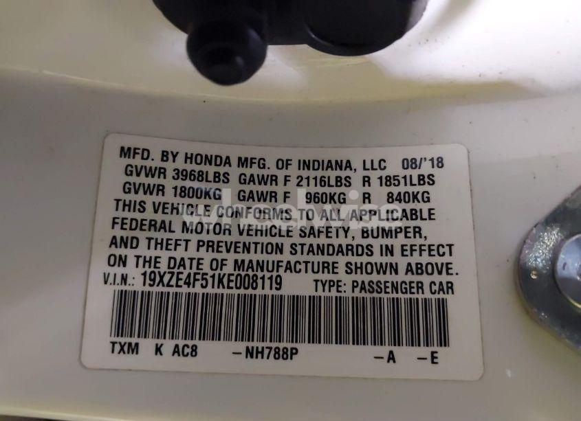 Photo 9 of 2019 Honda Insight EX (VIN 19XZE4F51KE008119)