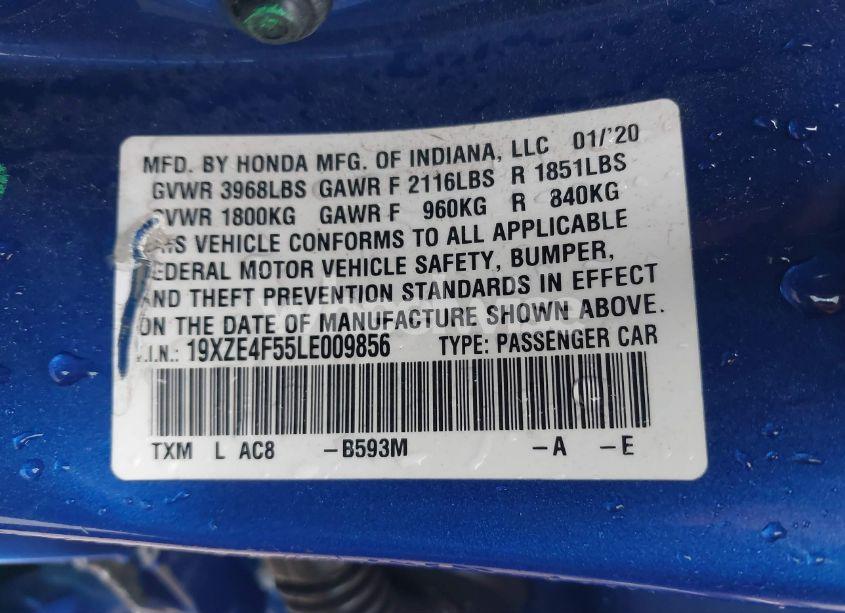Photo 9 of 2020 Honda Insight EX (VIN 19XZE4F55LE009856)