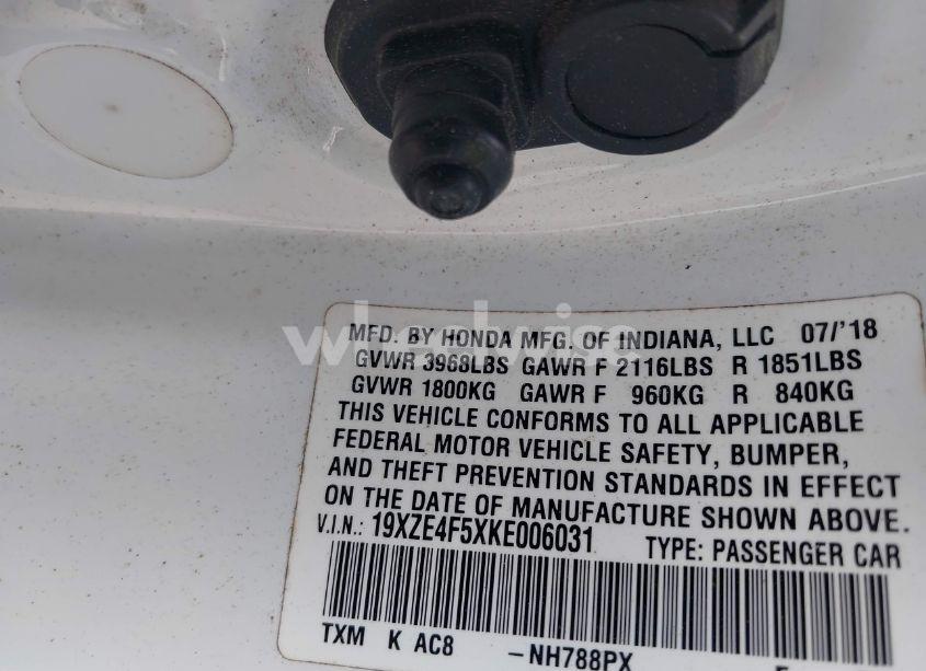 Photo 9 of 2019 Honda Insight EX (VIN 19XZE4F5XKE006031)