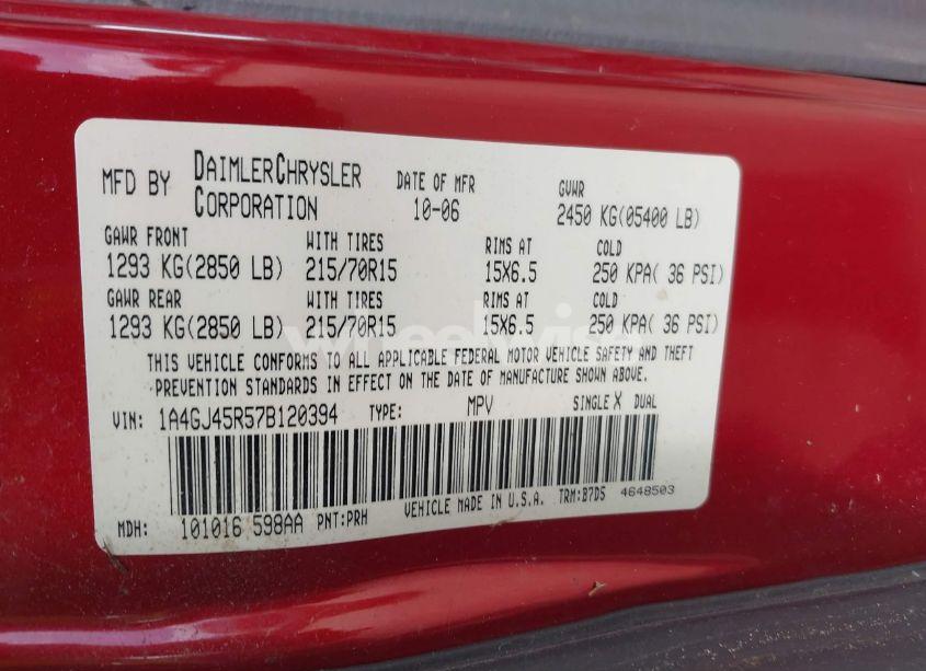 Photo 9 of 2007 Chrysler Town & COUNTRY (VIN 1A4GJ45R57B120394)