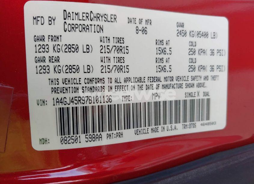 Photo 9 of 2007 Chrysler Town & COUNTRY (VIN 1A4GJ45R97B101136)