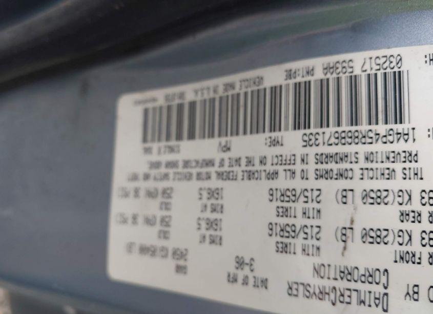 Photo 9 of 2006 Chrysler Town & COUNTRY (VIN 1A4GP45R86B671335)