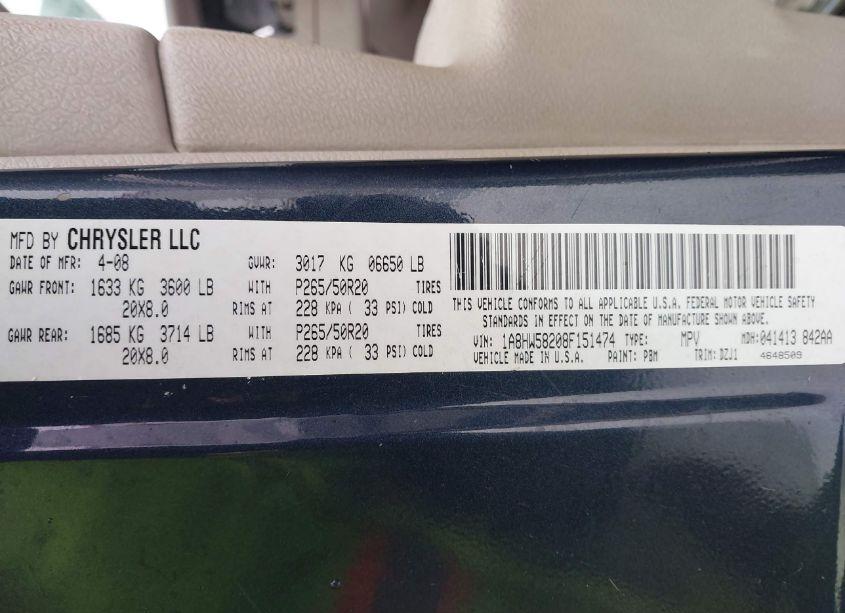 Photo 9 of 2008 Chrysler Aspen LIMITED (VIN 1A8HW58208F151474)