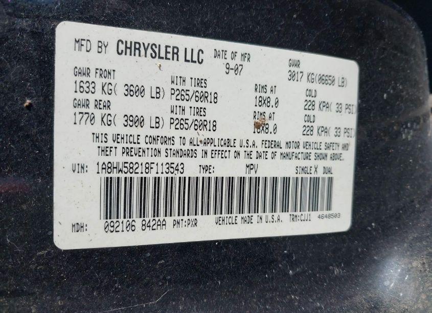 Photo 9 of 2008 Chrysler Aspen LIMITED (VIN 1A8HW58218F113543)