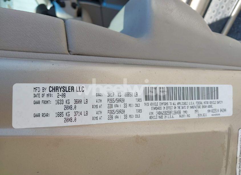 Photo 9 of 2008 Chrysler Aspen LIMITED (VIN 1A8HW58258F136498)