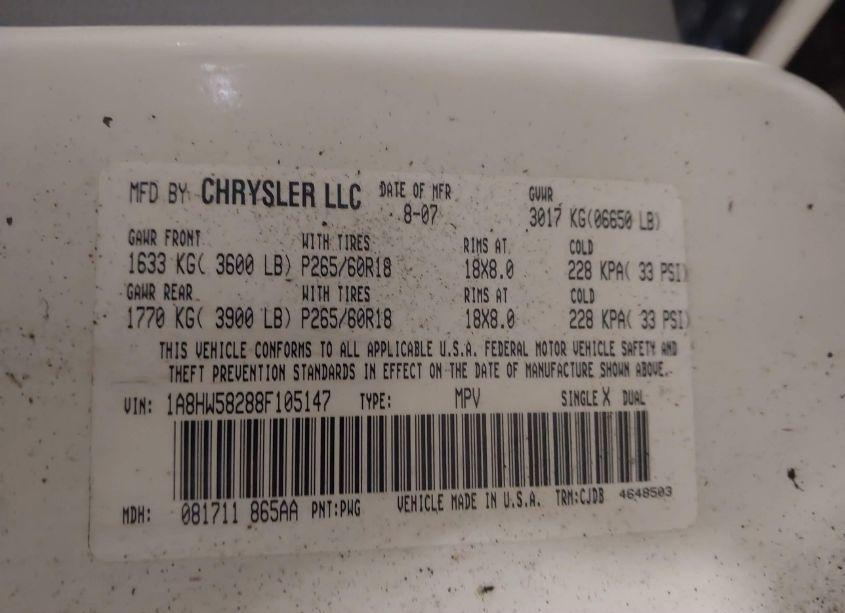 Photo 9 of 2008 Chrysler Aspen LIMITED (VIN 1A8HW58288F105147)