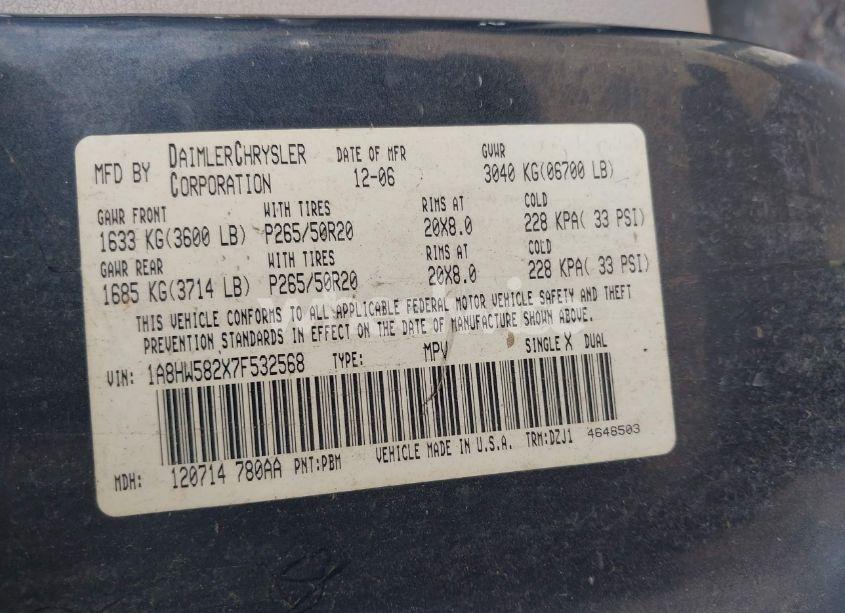 Photo 9 of 2007 Chrysler Aspen LIMITED (VIN 1A8HW582X7F532568)