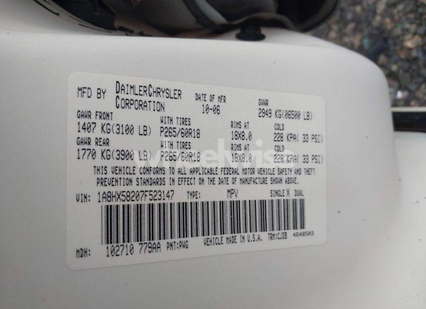 Photo 9 of 2007 Chrysler Aspen LIMITED (VIN 1A8HX58207F523147)