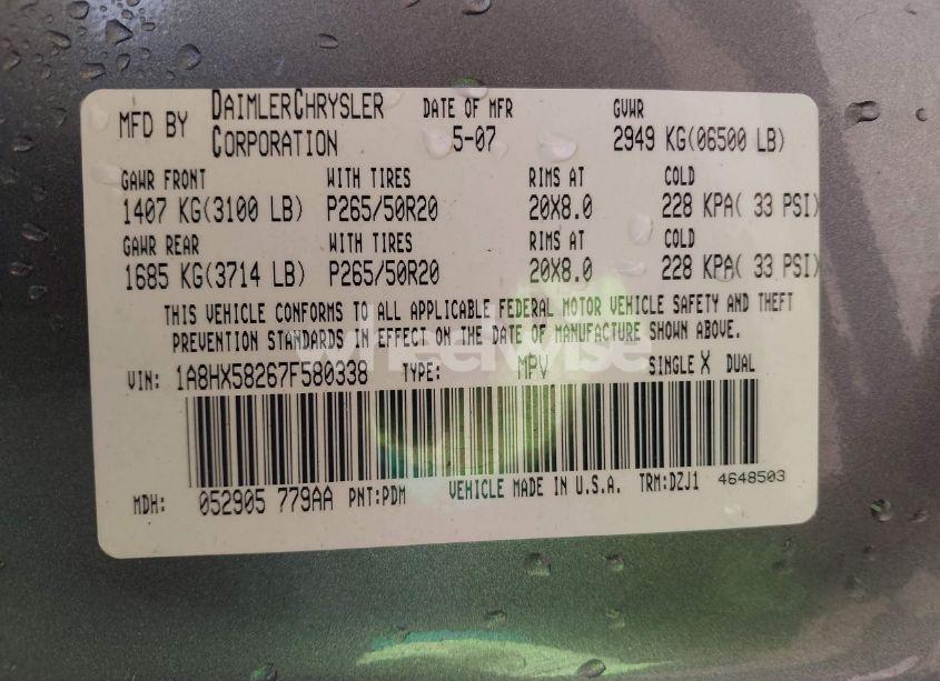 Photo 9 of 2007 Chrysler Aspen LIMITED (VIN 1A8HX58267F580338)