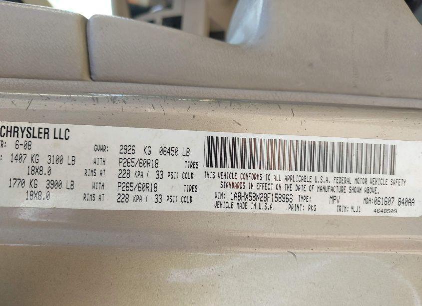 Photo 9 of 2008 Chrysler Aspen LIMITED (VIN 1A8HX58N28F158966)