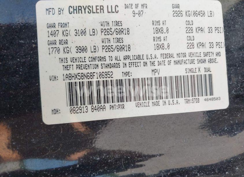 Photo 9 of 2008 Chrysler Aspen LIMITED (VIN 1A8HX58N68F106952)