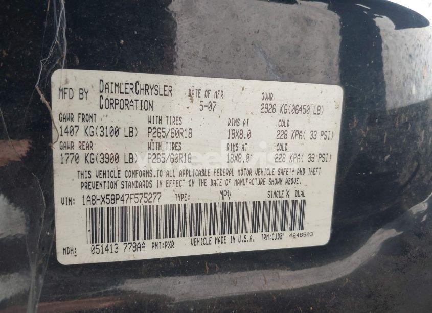 Photo 9 of 2007 Chrysler Aspen LIMITED (VIN 1A8HX58P47F575277)