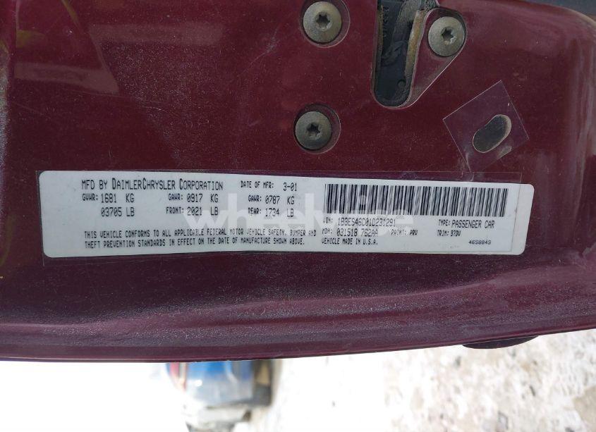 Photo 9 of 2001 Dodge Neon SE (VIN 1B3ES46C01D231291)