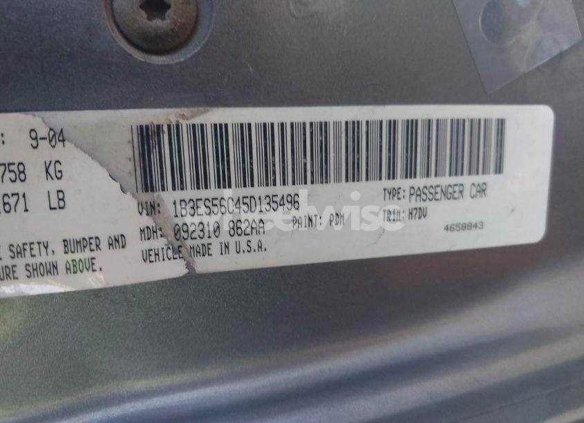 Photo 9 of 2005 Dodge Neon SXT (VIN 1B3ES56C45D135496)