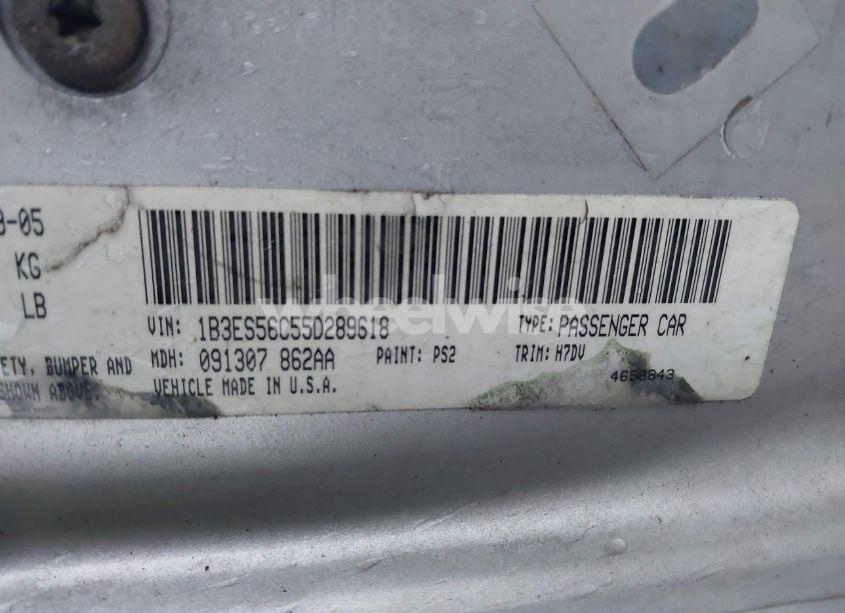 Photo 9 of 2005 Dodge Neon SXT (VIN 1B3ES56C55D289618)