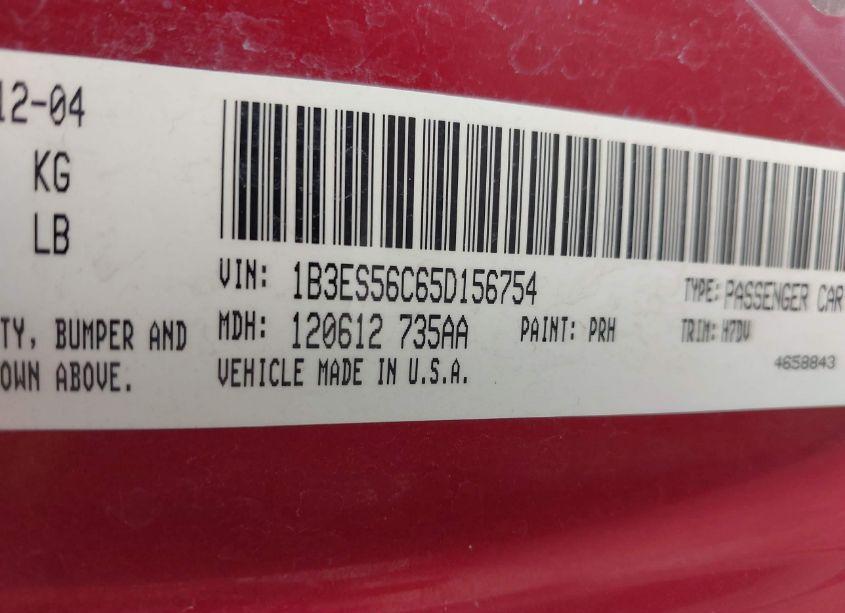 Photo 9 of 2005 Dodge Neon SXT (VIN 1B3ES56C65D156754)