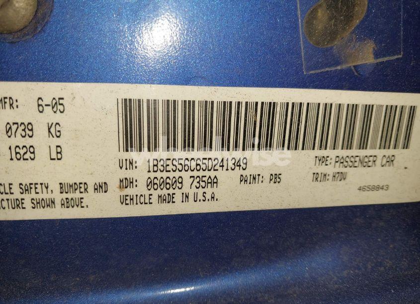 Photo 9 of 2005 Dodge Neon SXT (VIN 1B3ES56C65D241349)