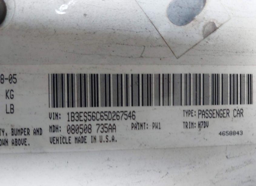 Photo 9 of 2005 Dodge Neon SXT (VIN 1B3ES56C65D267546)