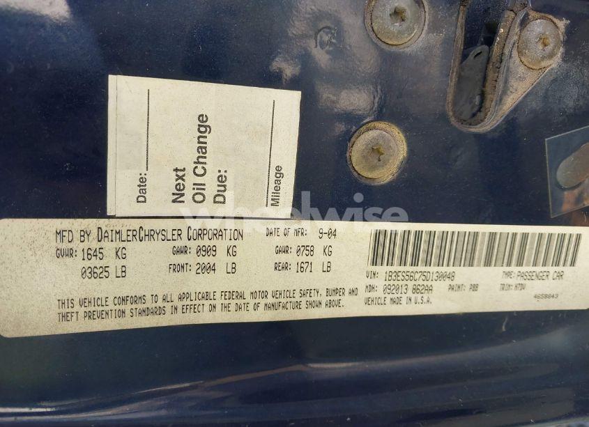 Photo 9 of 2005 Dodge Neon SXT (VIN 1B3ES56C75D130048)