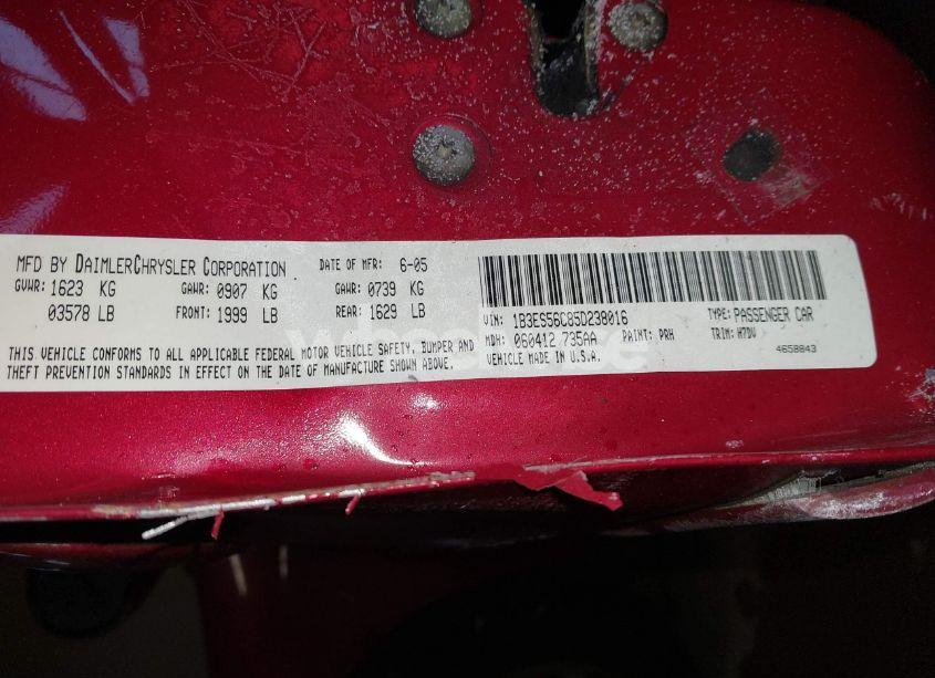 Photo 9 of 2005 Dodge Neon SXT (VIN 1B3ES56C85D238016)