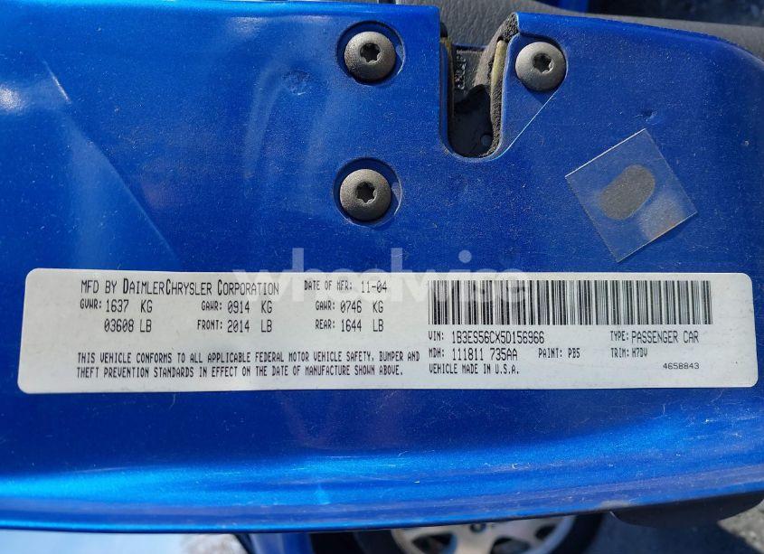 Photo 9 of 2005 Dodge Neon SXT (VIN 1B3ES56CX5D156966)