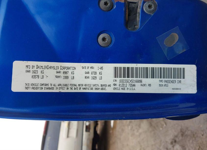 Photo 9 of 2005 Dodge Neon SXT (VIN 1B3ES56CX5D166896)