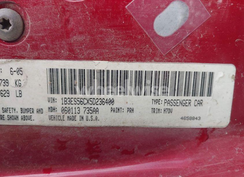 Photo 9 of 2005 Dodge Neon SXT (VIN 1B3ES56CX5D236400)