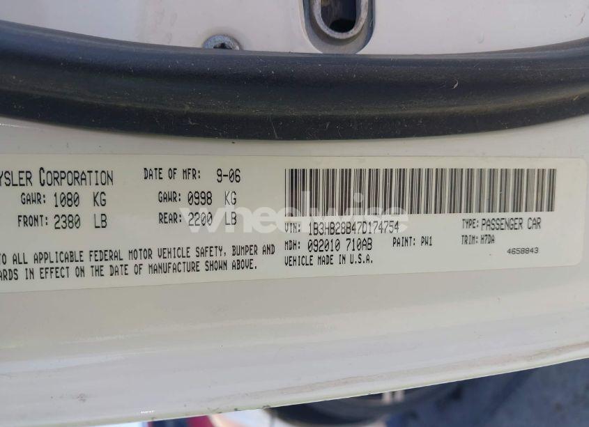 Photo 9 of 2007 Dodge Caliber (VIN 1B3HB28B47D174754)