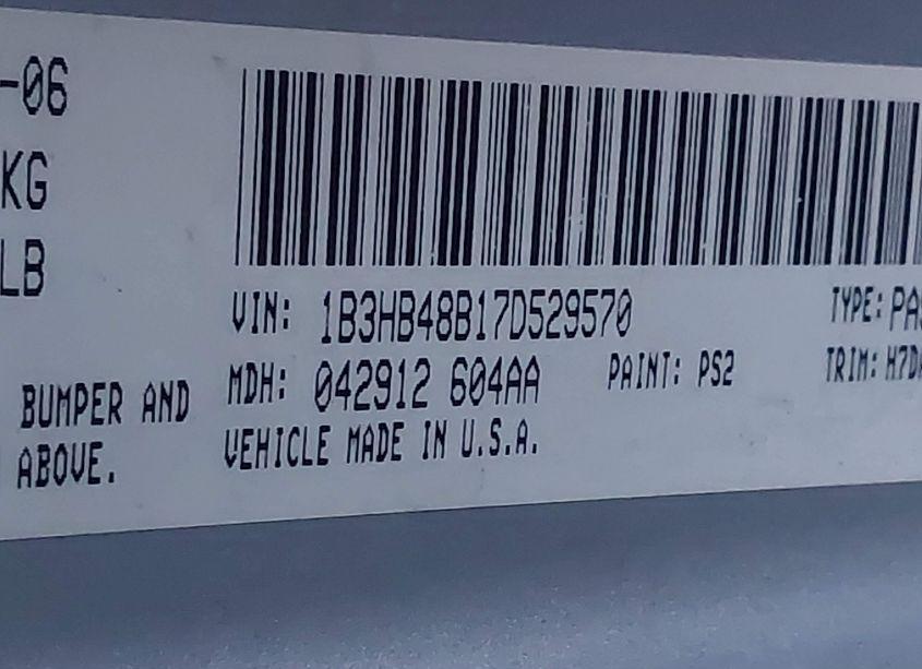 Photo 9 of 2007 Dodge Caliber SXT (VIN 1B3HB48B17D529570)