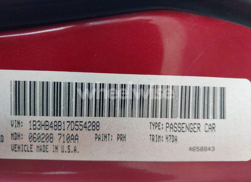 Photo 9 of 2007 Dodge Caliber SXT (VIN 1B3HB48B17D554288)