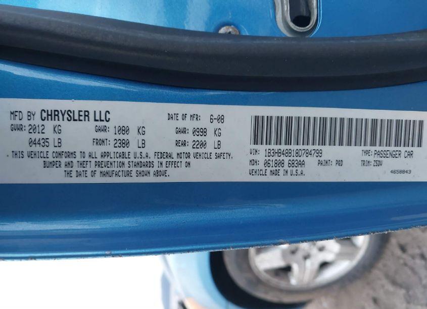 Photo 9 of 2008 Dodge Caliber SXT (VIN 1B3HB48B18D784799)