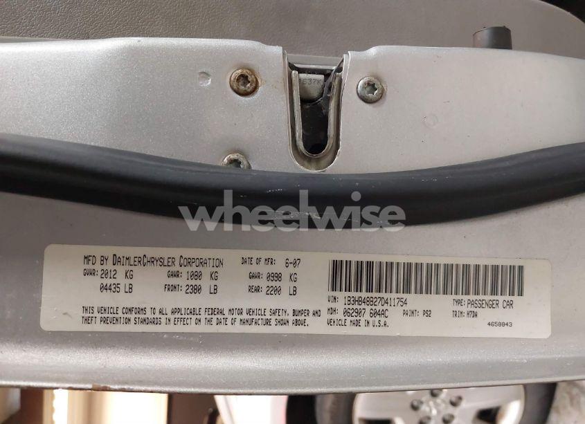 Photo 9 of 2007 Dodge Caliber SXT (VIN 1B3HB48B27D411754)