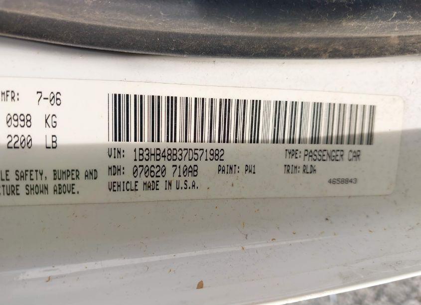 Photo 9 of 2007 Dodge Caliber SXT (VIN 1B3HB48B37D571982)