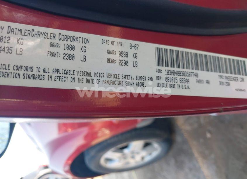 Photo 9 of 2008 Dodge Caliber SXT (VIN 1B3HB48B38D507748)