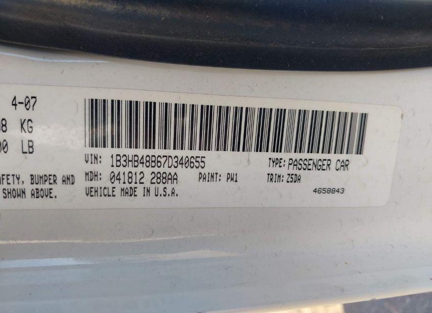 Photo 9 of 2007 Dodge Caliber SXT (VIN 1B3HB48B67D340655)