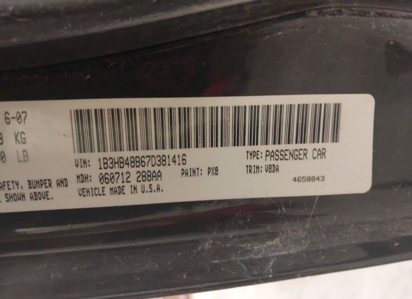 Photo 9 of 2007 Dodge Caliber SXT (VIN 1B3HB48B67D381416)