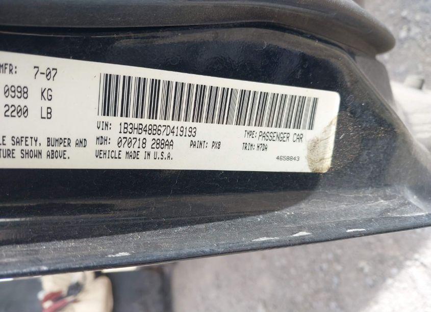 Photo 9 of 2007 Dodge Caliber SXT (VIN 1B3HB48B67D419193)