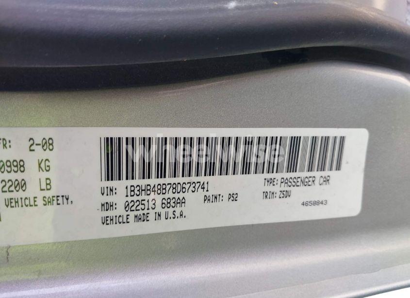 Photo 9 of 2008 Dodge Caliber SXT (VIN 1B3HB48B78D673741)