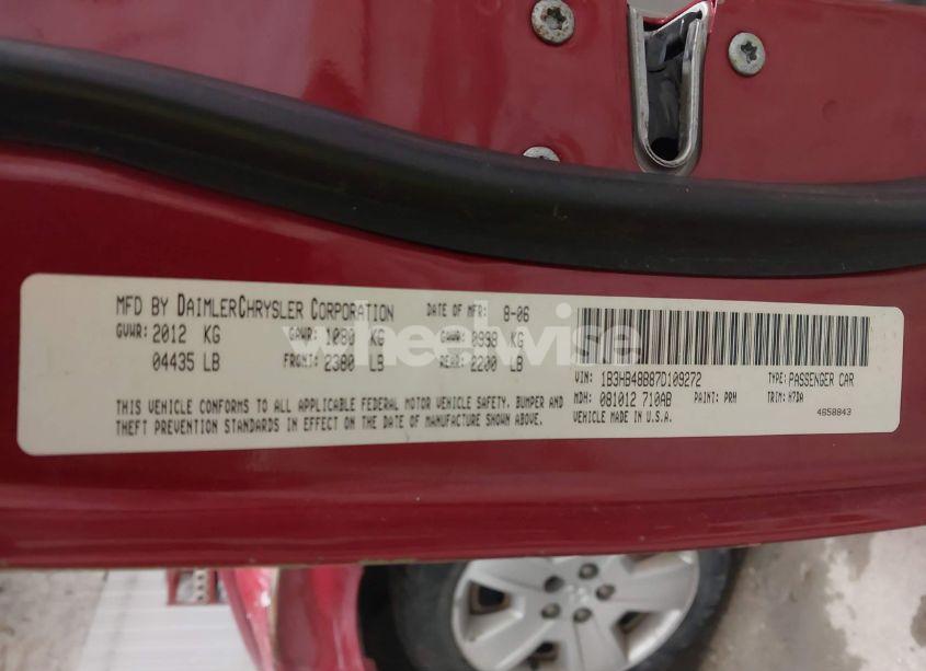 Photo 9 of 2007 Dodge Caliber SXT (VIN 1B3HB48B87D109272)